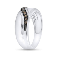 Load image into Gallery viewer, Sterling Silver Mens Round Brown Diamond Wedding Band Ring 1/4 Cttw

