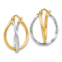 Load image into Gallery viewer, 14K Two-tone Polished Hinged Earrings
