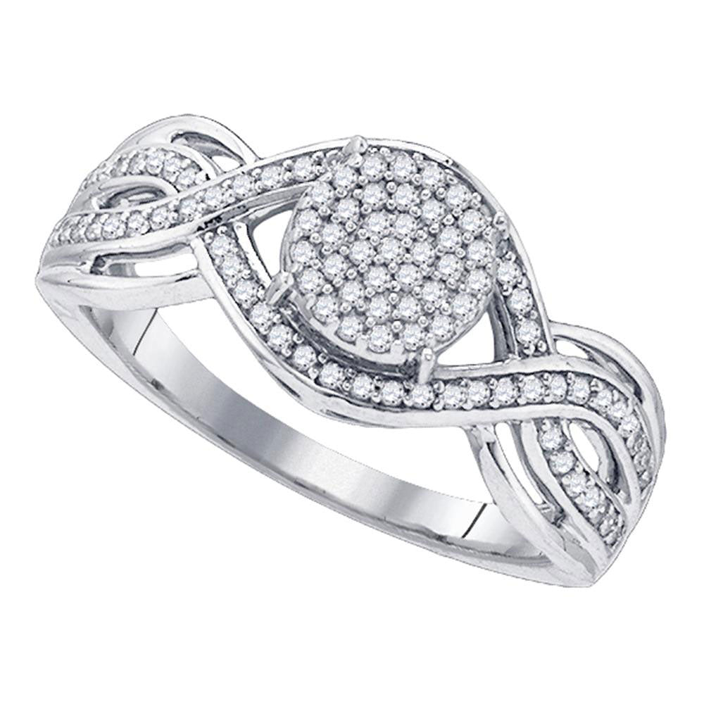 10kt White Gold Round Diamond Cluster Bridal Wedding Engagement Ring 1/3 Cttw