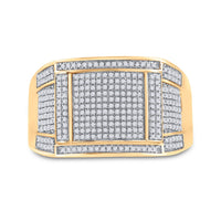 Load image into Gallery viewer, 10kt Yellow Gold Mens Round Diamond Square Cluster Ring 5/8 Cttw
