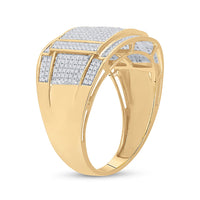 Load image into Gallery viewer, 10kt Yellow Gold Mens Round Diamond Square Cluster Ring 5/8 Cttw
