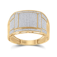 Load image into Gallery viewer, 10kt Yellow Gold Mens Round Diamond Square Cluster Ring 5/8 Cttw
