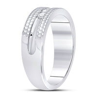 Load image into Gallery viewer, 10kt White Gold Mens Round Diamond Wedding 5-Stone Hammered Band Ring 1/4 Cttw
