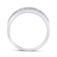 Load image into Gallery viewer, 10kt White Gold Mens Round Diamond Wedding 5-Stone Hammered Band Ring 1/4 Cttw
