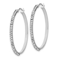 Load image into Gallery viewer, 14K w/Wht RH-plating Crystal Hoop Earrings
