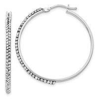 Load image into Gallery viewer, 14K w/Wht RH-plating Crystal Hoop Earrings
