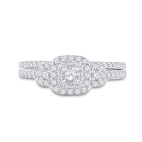 Load image into Gallery viewer, 14kt White Gold Round Diamond Bridal Wedding Ring Band Set 1/2 Cttw

