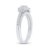 Load image into Gallery viewer, 14kt White Gold Round Diamond Bridal Wedding Ring Band Set 1/2 Cttw
