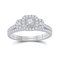 Load image into Gallery viewer, 14kt White Gold Round Diamond Bridal Wedding Ring Band Set 1/2 Cttw
