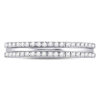 Load image into Gallery viewer, 14kt White Gold Womens Round Diamond Double Row Comfort Wedding Band 1/4 Cttw
