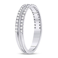 Load image into Gallery viewer, 14kt White Gold Womens Round Diamond Double Row Comfort Wedding Band 1/4 Cttw
