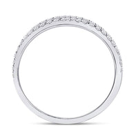 Load image into Gallery viewer, 14kt White Gold Womens Round Diamond Double Row Comfort Wedding Band 1/4 Cttw
