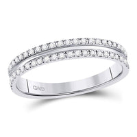 Load image into Gallery viewer, 14kt White Gold Womens Round Diamond Double Row Comfort Wedding Band 1/4 Cttw
