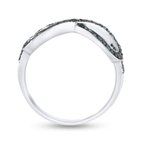 Load image into Gallery viewer, Sterling Silver Womens Round Blue Color Enhanced Diamond Infinity Ring 1/3 Cttw
