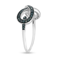 Load image into Gallery viewer, Sterling Silver Womens Round Blue Color Enhanced Diamond Infinity Ring 1/3 Cttw
