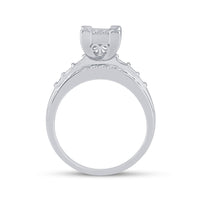 Load image into Gallery viewer, Sterling Silver Princess Diamond Cluster Bridal Wedding Engagement Ring 3/4 Cttw
