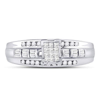 Load image into Gallery viewer, Sterling Silver Princess Diamond Square Cluster Bridal Wedding Engagement Ring 1/3 Cttw
