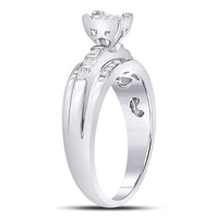 Load image into Gallery viewer, Sterling Silver Princess Diamond Square Cluster Bridal Wedding Engagement Ring 1/3 Cttw

