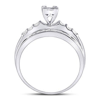 Load image into Gallery viewer, Sterling Silver Princess Diamond Square Cluster Bridal Wedding Engagement Ring 1/3 Cttw
