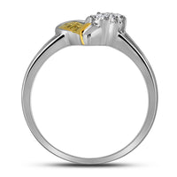 Load image into Gallery viewer, Sterling Silver Womens Round Diamond Heart Mom Ring .03 Cttw
