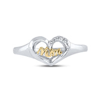 Load image into Gallery viewer, Sterling Silver Womens Round Diamond Mom Heart Ring .02 Cttw
