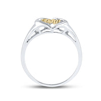 Load image into Gallery viewer, Sterling Silver Womens Round Diamond Mom Heart Ring .02 Cttw
