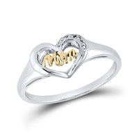 Load image into Gallery viewer, Sterling Silver Womens Round Diamond Mom Heart Ring .02 Cttw
