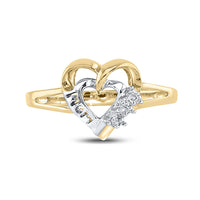Load image into Gallery viewer, Yellow-tone Sterling Silver Womens Round Diamond Mom Heart Ring .03 Cttw
