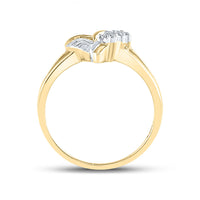 Load image into Gallery viewer, Yellow-tone Sterling Silver Womens Round Diamond Mom Heart Ring .03 Cttw
