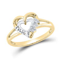 Load image into Gallery viewer, Yellow-tone Sterling Silver Womens Round Diamond Mom Heart Ring .03 Cttw
