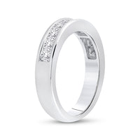 Load image into Gallery viewer, 14kt White Gold Womens Princess Channel-set Diamond Single Row Wedding Band 1 Cttw
