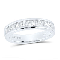 Load image into Gallery viewer, 14kt White Gold Womens Princess Channel-set Diamond Single Row Wedding Band 1 Cttw

