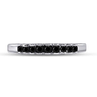 Load image into Gallery viewer, 10kt White Gold Womens Princess Black Color Enhanced Diamond Band Ring 1/4 Cttw
