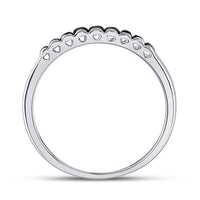 Load image into Gallery viewer, 10kt White Gold Womens Princess Black Color Enhanced Diamond Band Ring 1/4 Cttw
