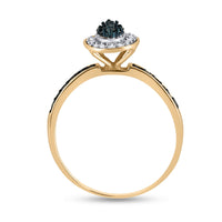 Load image into Gallery viewer, 10kt Yellow Gold Round Blue Color Enhanced Diamond Bridal Wedding Ring Band Set 1/2 Cttw
