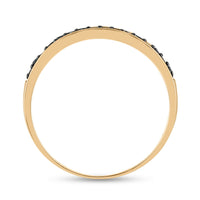 Load image into Gallery viewer, 10kt Yellow Gold Round Blue Color Enhanced Diamond Bridal Wedding Ring Band Set 1/2 Cttw
