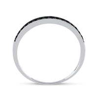 Load image into Gallery viewer, Sterling Silver Round Black Color Enhanced Diamond Bridal Wedding Ring Band Set 1/2 Cttw
