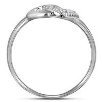Load image into Gallery viewer, Sterling Silver Womens Round Diamond Double Linked Heart Ring 1/20 Cttw
