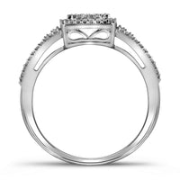 Load image into Gallery viewer, 10kt White Gold Diamond Cluster Bridal Wedding Ring Band Set 3/8 Cttw
