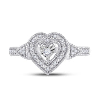 Load image into Gallery viewer, Sterling Silver Womens Round Diamond Heart Ring 1/8 Cttw
