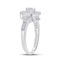 Load image into Gallery viewer, Sterling Silver Womens Round Diamond Heart Ring 1/8 Cttw
