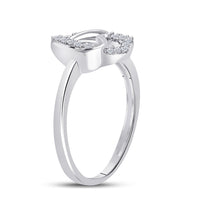 Load image into Gallery viewer, Sterling Silver Womens Round Diamond Double Heart Ring 1/6 Cttw
