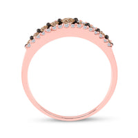 Load image into Gallery viewer, 10kt Rose Gold Womens Round Brown Diamond Band Ring 1/2 Cttw
