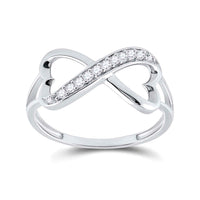 Load image into Gallery viewer, Sterling Silver Womens Round Diamond Infinity Fashion Band Ring 1/10 Cttw
