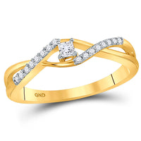 Load image into Gallery viewer, 10kt Yellow Gold Womens Princess Diamond Solitaire Promise Ring 1/6 Cttw
