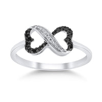 Load image into Gallery viewer, Sterling Silver Womens Round Black Color Enhanced Diamond Infinity Ring 1/10 Cttw
