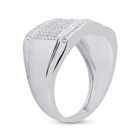 Load image into Gallery viewer, 10kt White Gold Mens Round Diamond Cluster Ring 1/2 Cttw
