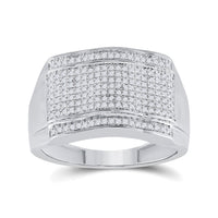 Load image into Gallery viewer, 10kt White Gold Mens Round Diamond Cluster Ring 1/2 Cttw
