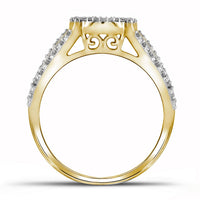 Load image into Gallery viewer, 10k Yellow Gold Round Diamond Cluster Bridal Wedding Ring Band Set 3/8 Cttw
