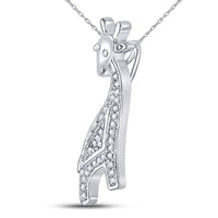 Load image into Gallery viewer, 10kt White Gold Womens Round Diamond Giraffe Animal Pendant 1/10 Cttw
